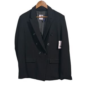 615 SO Black Double Breasted Office Business Jacket Blazer